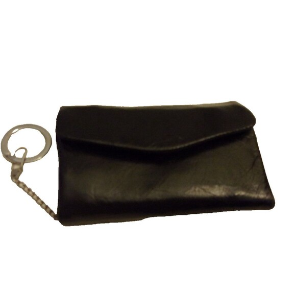 Hobo Small Wallet + Attached Keychain Black Leather - Picture 1 of 7